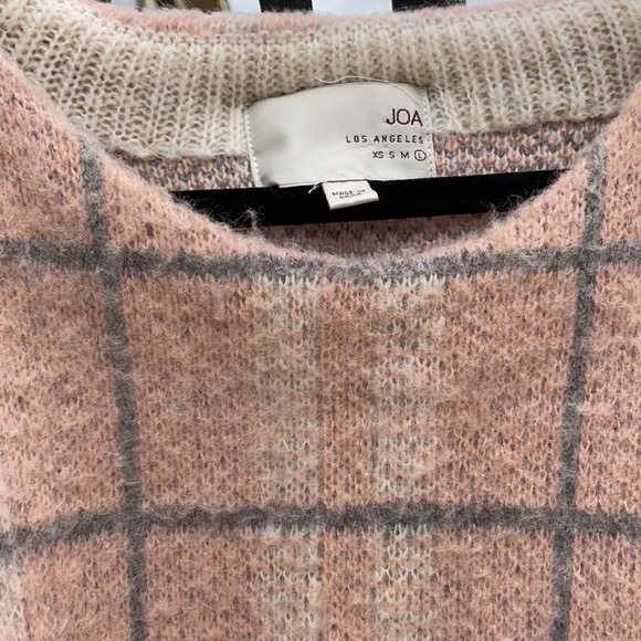 JOA 🔥 Windowpane Crewneck Cropped Sweater Sz L - Picture 6 of 8